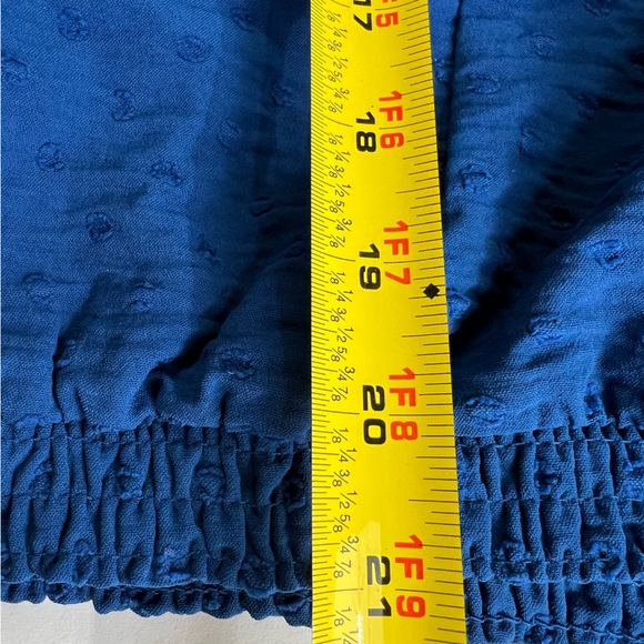 Lane Bryant royal blue long sleeve 16 Swiss dot v-neck top popover cutout detail - Picture 8 of 8